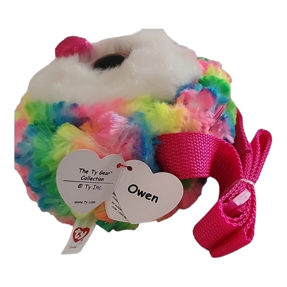 New - Ty 8" AND 5" Owen The Owl Plush Purse Zip Round Purse & Zip Coin Purse - Picture 5 of 13